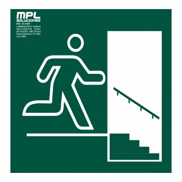 Señal: Salida Puerta Bajada Escalera Derecha