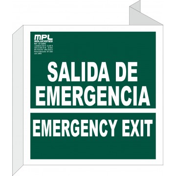 Banderola Cuadrada: Salida de emergencia-Emergencia EXIT