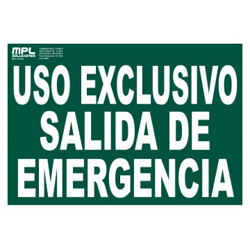Señal: Uso Exclusivo De Salida De Emergencia