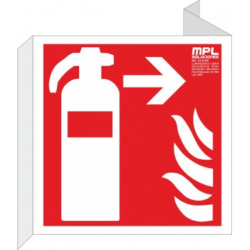 Banderola cuadrada: Extintor de incendios derecha