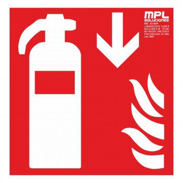 Señal cuadrada: Extintor de incendios abajo