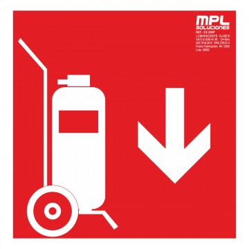 Señal cuadrada: Carro extintor abajo