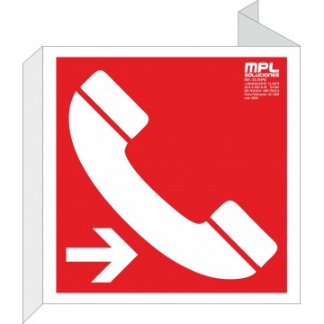 Banderola cuadrada: Teléfono de emergencia derecha