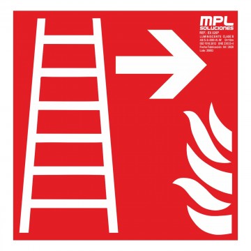 Señal cuadrada: Escalera de emergencia derecha