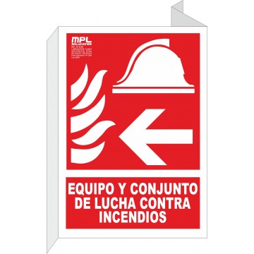 Banderola: Equipo y conjunto de lucha contra incendios izquierda