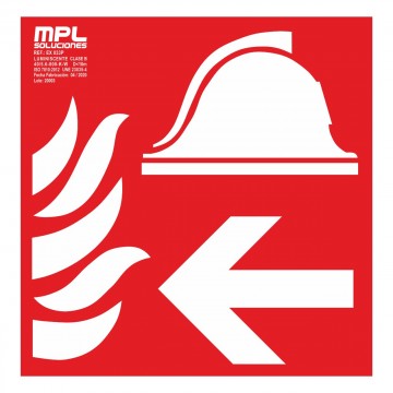 Señal cuadrada: Equipo y conjunto de lucha contra incendios izquierda