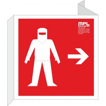 Banderola cuadrada: Traje ignífugo derecha