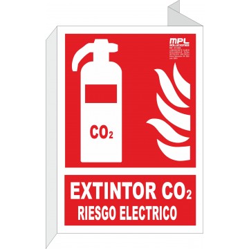 Banderola: Extintor CO2 Riesgo Eléctrico