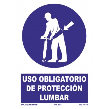 Señal: Uso obligatorio de protección lumbar