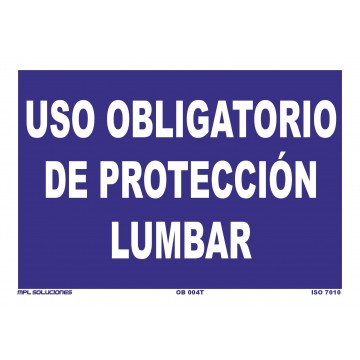 Señal: Uso obligatorio de protección lumbar