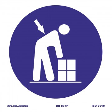 Señal: Obligatorio cuidar su espalda