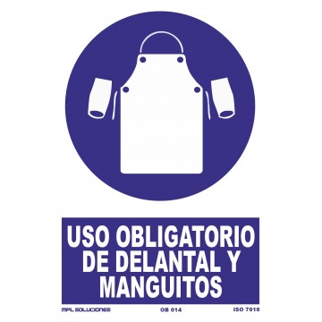 Señal: Uso obligatorio de delantal y manguitos