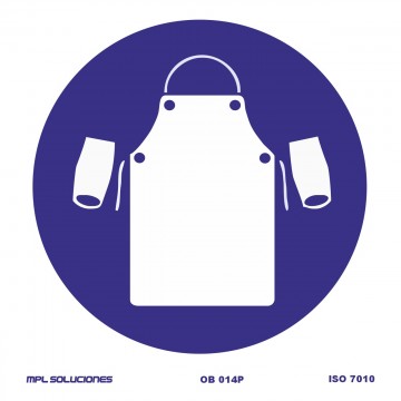 Señal: Uso obligatorio de delantal y manguitos