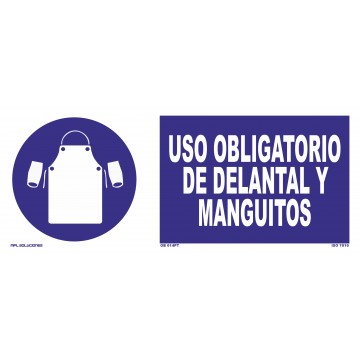 Señal: Uso obligatorio de delantal y manguitos
