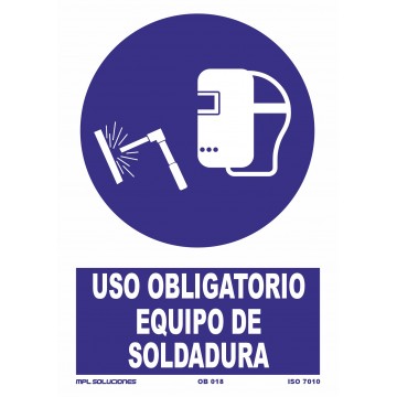 Señal: Uso obligatorio de equipo de soldadura