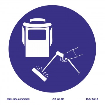 Señal: Uso obligatorio de equipo de soldadura