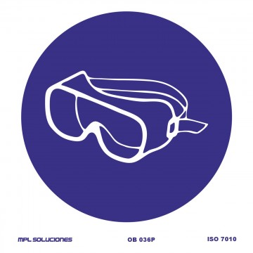 Señal: Uso obligatorio de gafas antisalpicadura