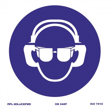 Señal: Uso obligatorio protección auditiva y gafas