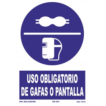 Señal: Uso obligatorio de gafas o pantalla