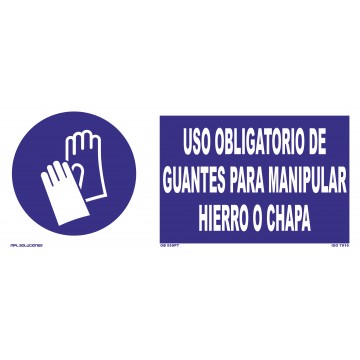 Señal: Uso obligatorio de guantes para manipular hierro o chapa