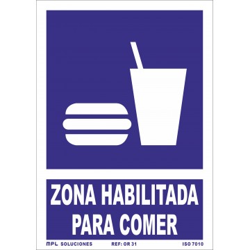 Señal: Modelo: Zona habilitada para comer