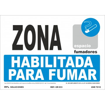 Señal: Modelo: Zona habilitada para Fumar