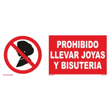 Señal: Prohibido llevar joyas y bisutería