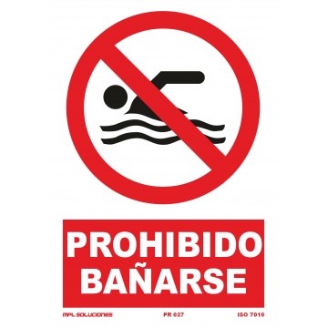 Señal: Prohibido bañarse