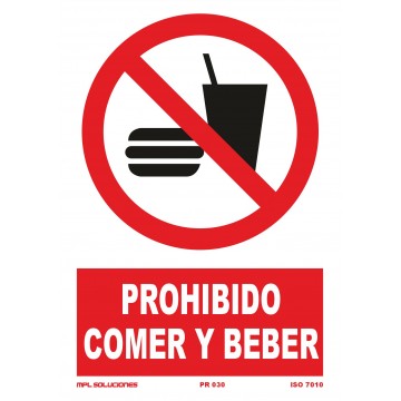 Señal: Prohibido comer y beber