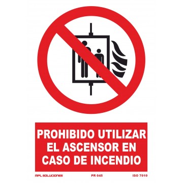 Señal: Prohibido utilizar el ascensor en caso de incendio