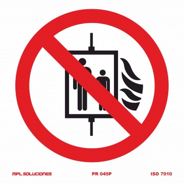 Señal: Prohibido utilizar el ascenso en caso de incendio