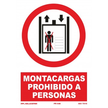 Señal: Montacargas prohibido a personas