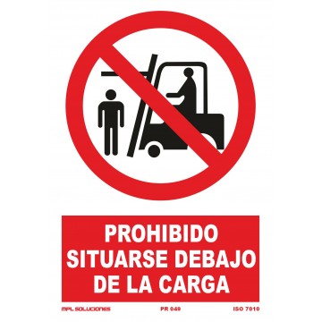 Señal: Prohibido situarse debajo de la carga