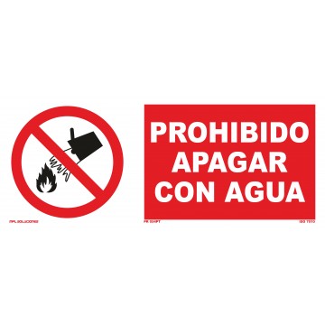 Señal: Prohibido apagar con agua