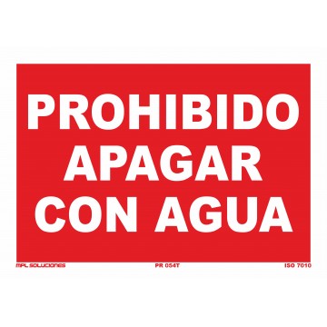 Señal: Prohibido apagar con agua