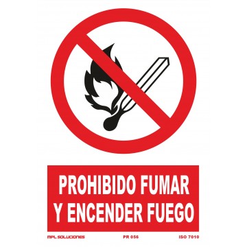Señal: Prohibido fumar y encender fuego