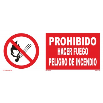 Señal: Prohibido hacer fuego peligro de incendio