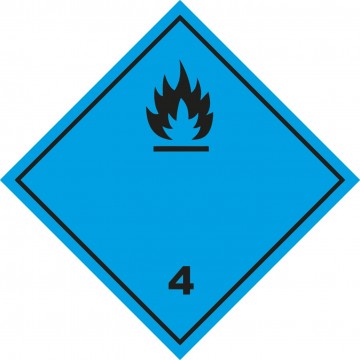 Señal Clase 4 adhesiva materias que al contacto con el agua desprenden gases