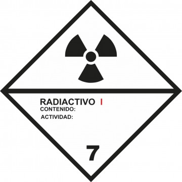 Señal Clase 7 adhesiva materias radioactivas I.