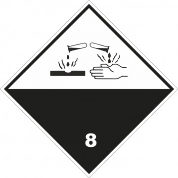 Señal Clase 8 adhesiva materias corrosivas.