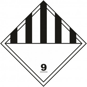 Señal Clase 9 adhesiva materias y objetos peligrosos diversos.