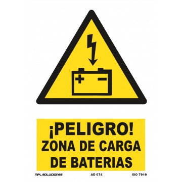Señal: ¡Peligro! Zona de carga de baterías