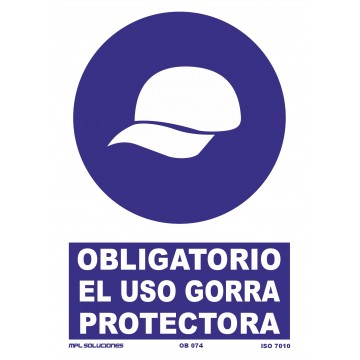 Señal: Obligatorio el uso de gorra protectora