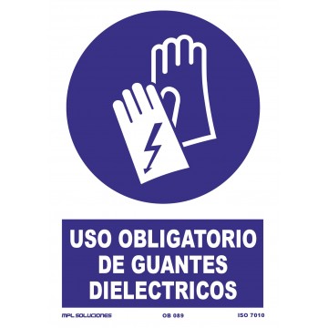 Señal: Uso obligatorio de guantes dieléctricos