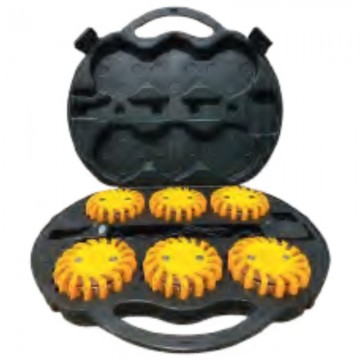 Maletín 6 uds baliza AMARILLO led powerflare con cargador