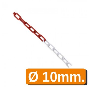 Cadena de plástico grueso 10 mm blanco/rojo ( metro )