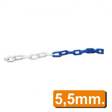 Cadena de plástico grueso 5,5 mm azul/blanco ( metro )