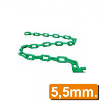 Cadena de plástico grueso 5,5 mm verde ( metro )