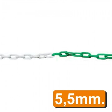 Cadena de plástico grueso 5,5 mm verde/blanco ( metro )