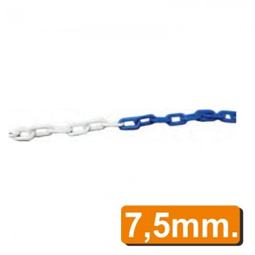 Cadena de plástico grueso 7,5 mm azul/blanco ( metro )
